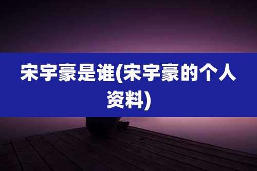 宋宇豪是谁(宋宇豪的个人资料)