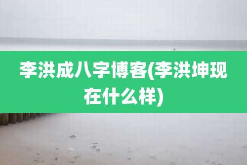 李洪成八字博客(李洪坤现在什么样)