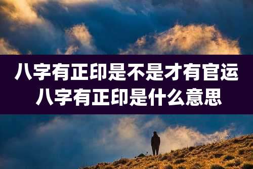 八字有正印是不是才有官运 八字有正印是什么意思