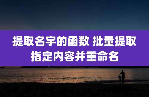 提取名字的函数 批量提取指定内容并重命名