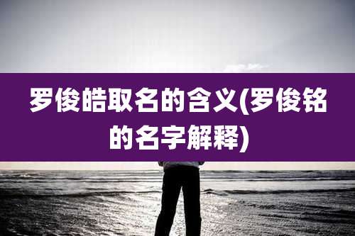罗俊皓取名的含义(罗俊铭的名字解释)