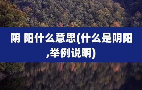 阴 阳什么意思(什么是阴阳,举例说明)