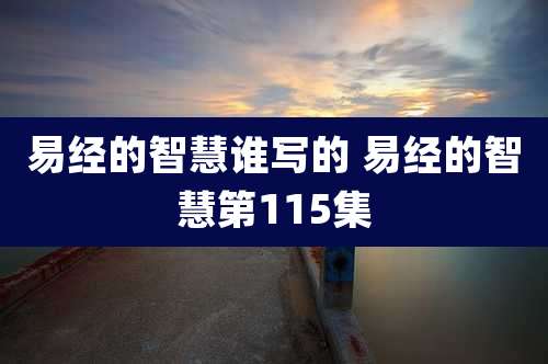 易经的智慧谁写的 易经的智慧第115集