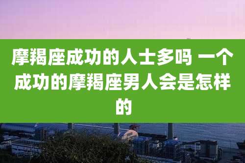 摩羯座成功的人士多吗 一个成功的摩羯座男人会是怎样的