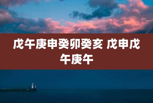 戊午庚申癸卯癸亥 戊申戊午庚午