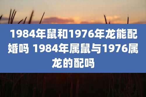 1984年鼠和1976年龙能配婚吗 1984年属鼠与1976属龙的配吗