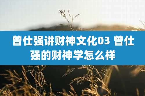 曾仕强讲财神文化03 曾仕强的财神学怎么样
