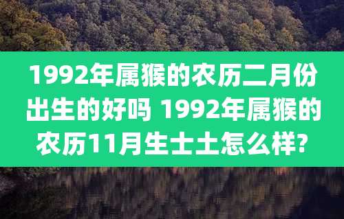 1992年属猴的农历二月份出生的好吗 1992年属猴的农历11月生士土怎么样?