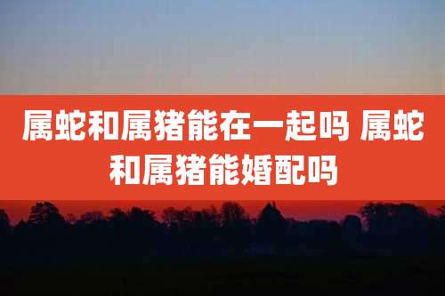 属蛇和属猪能在一起吗 属蛇和属猪能婚配吗