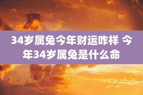 34岁属兔今年财运咋样 今年34岁属兔是什么命