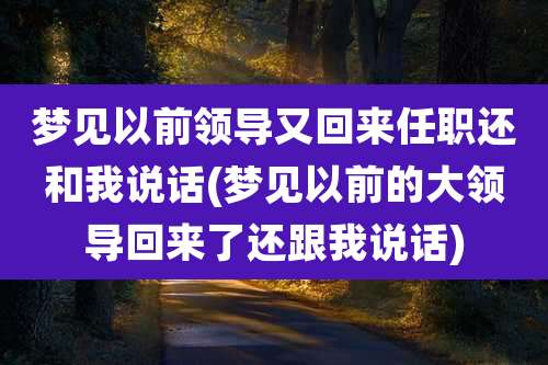 梦见以前领导又回来任职还和我说话(梦见以前的大领导回来了还跟我说话)