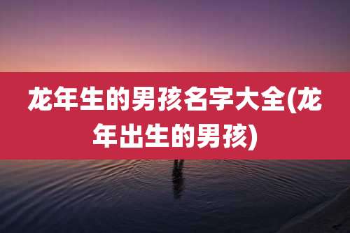 龙年生的男孩名字大全(龙年出生的男孩)