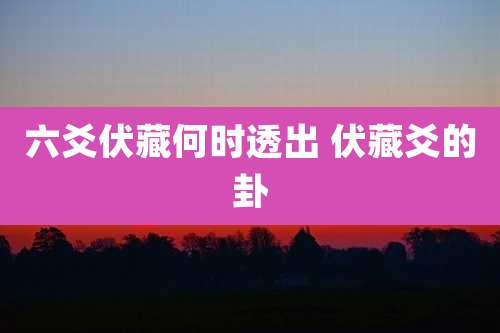 六爻伏藏何时透出 伏藏爻的卦