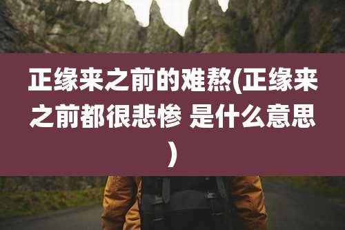 正缘来之前的难熬(正缘来之前都很悲惨 是什么意思)
