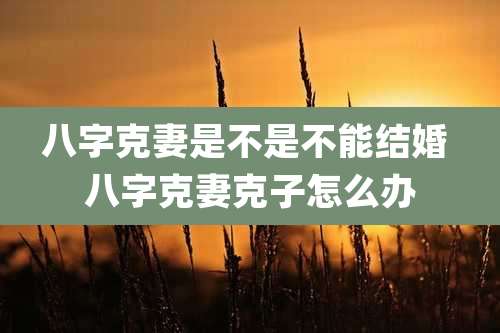 八字克妻是不是不能结婚 八字克妻克子怎么办
