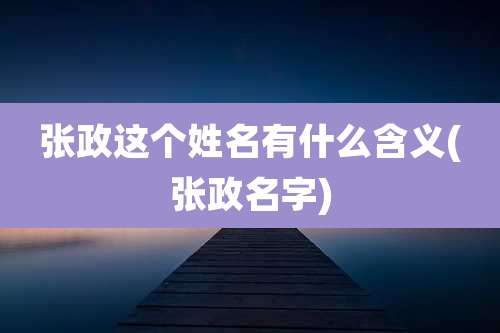 张政这个姓名有什么含义(张政名字)