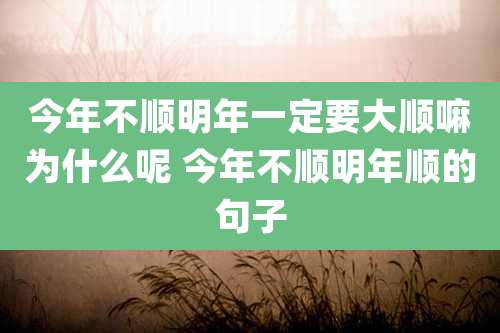 今年不顺明年一定要大顺嘛为什么呢 今年不顺明年顺的句子