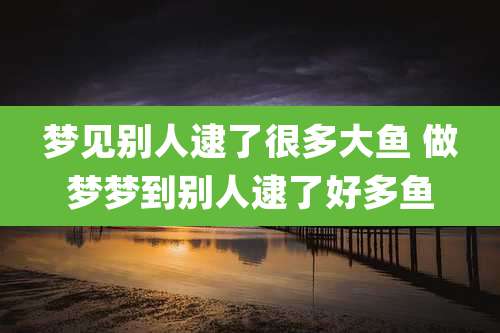 梦见别人逮了很多大鱼 做梦梦到别人逮了好多鱼