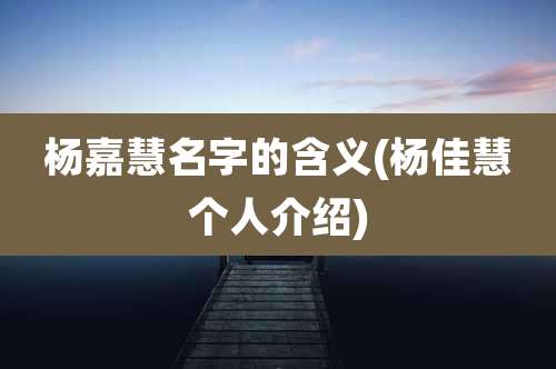 杨嘉慧名字的含义(杨佳慧个人介绍)