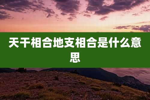天干相合地支相合是什么意思