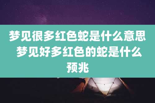 梦见很多红色蛇是什么意思 梦见好多红色的蛇是什么预兆