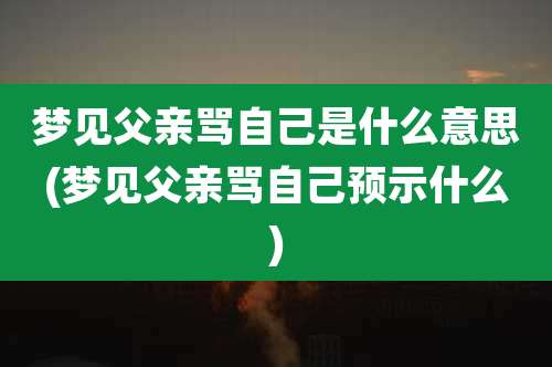 梦见父亲骂自己是什么意思(梦见父亲骂自己预示什么)