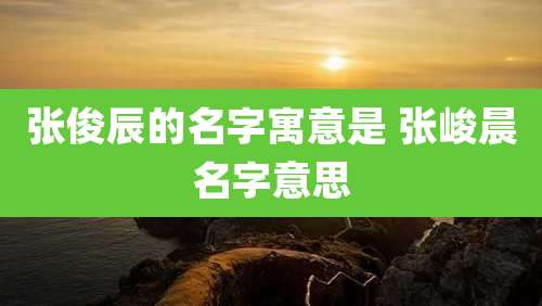 张俊辰的名字寓意是 张峻晨名字意思
