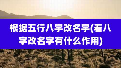 根据五行八字改名字(看八字改名字有什么作用)