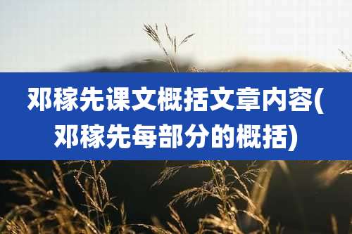 邓稼先课文概括文章内容(邓稼先每部分的概括)