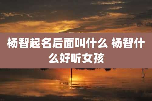 杨智起名后面叫什么 杨智什么好听女孩