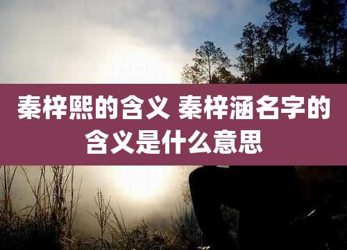 秦梓熙的含义 秦梓涵名字的含义是什么意思