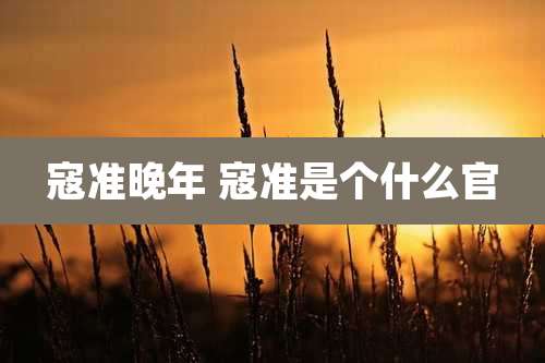 寇准晚年 寇准是个什么官