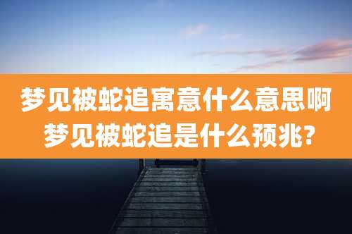 梦见被蛇追寓意什么意思啊 梦见被蛇追是什么预兆?