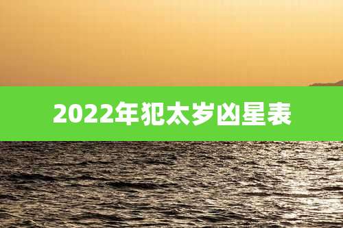 2022年犯太岁凶星表