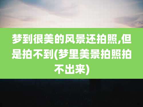 梦到很美的风景还拍照,但是拍不到(梦里美景拍照拍不出来)