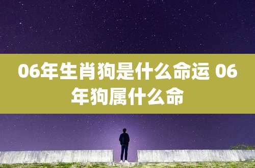 06年生肖狗是什么命运 06年狗属什么命