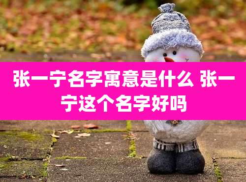 张一宁名字寓意是什么 张一宁这个名字好吗