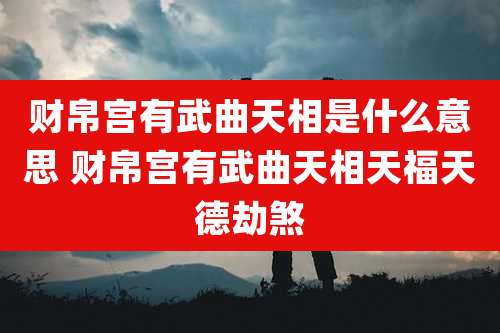 财帛宫有武曲天相是什么意思 财帛宫有武曲天相天福天德劫煞