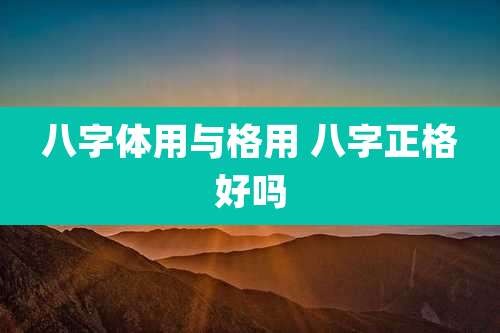 八字体用与格用 八字正格好吗