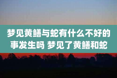 梦见黄鳝与蛇有什么不好的事发生吗 梦见了黄鳝和蛇
