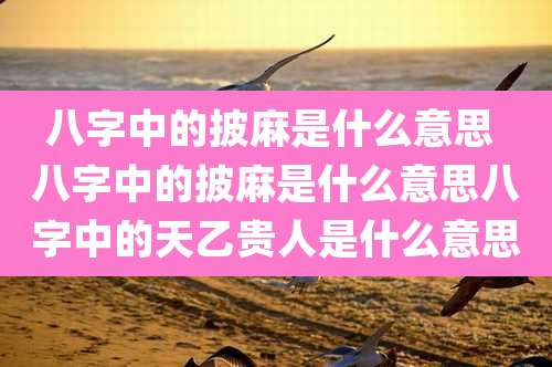 八字中的披麻是什么意思 八字中的披麻是什么意思八字中的天乙贵人是什么意思