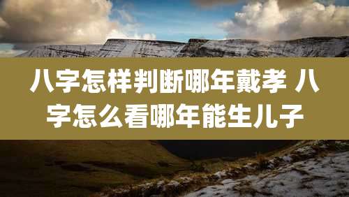八字怎样判断哪年戴孝 八字怎么看哪年能生儿子