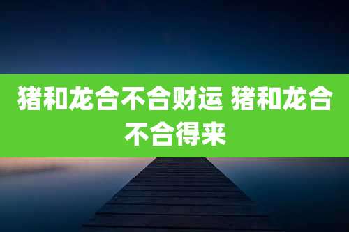 猪和龙合不合财运 猪和龙合不合得来