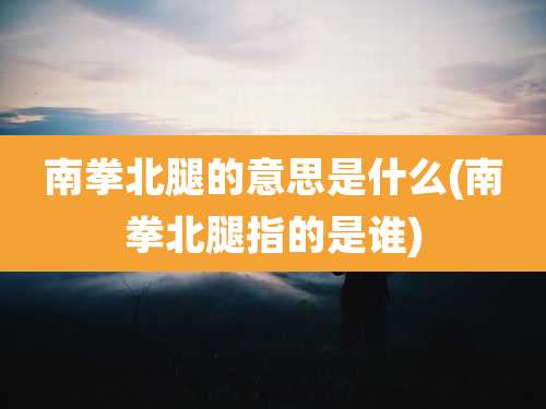 南拳北腿的意思是什么(南拳北腿指的是谁)
