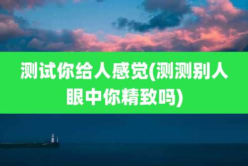 测试你给人感觉(测测别人眼中你精致吗)