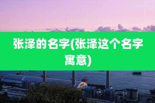 张泽的名字(张泽这个名字寓意)