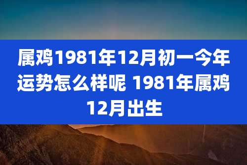 属鸡1981年12月初一今年运势怎么样呢 1981年属鸡12月出生