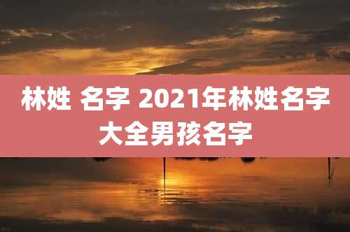 林姓 名字 2021年林姓名字大全男孩名字