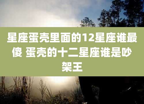 星座蛋壳里面的12星座谁最傻 蛋壳的十二星座谁是吵架王