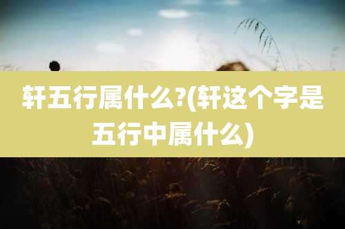 轩五行属什么?(轩这个字是五行中属什么)